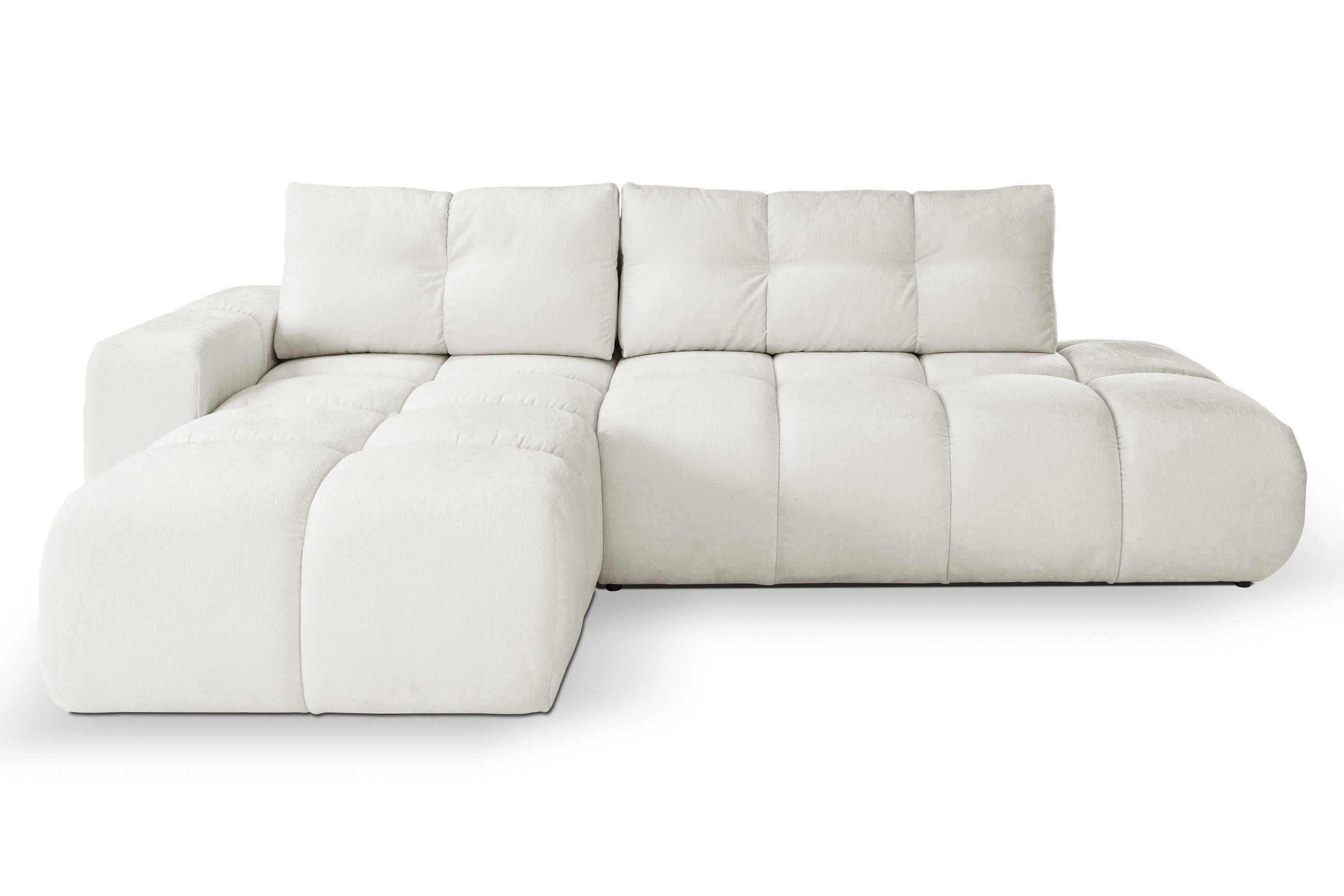 ECKSOFA L Form Hosio Cremefarbton 286/177/88 cm Links mit Schlaffunktion - Hellgrau/Schwarz, Kunststoff/Textil (177/286cm) - AX Living