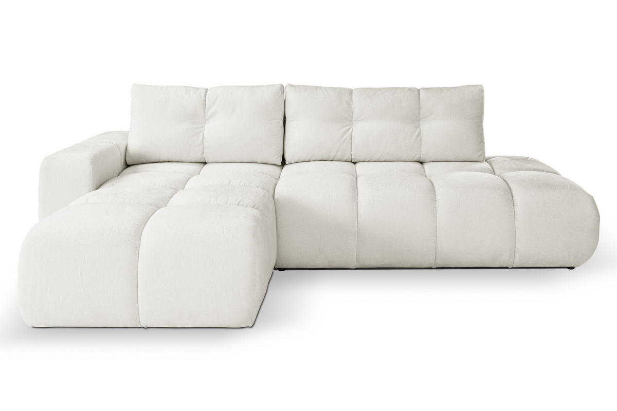 ECKSOFA L Form Hosio Cremefarbton 286/177/88 cm Links mit Schlaffunktion - Hellgrau/Schwarz, Kunststoff/Textil (177/286cm) - AX Living