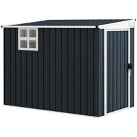 GARTENLAGERSCHUPPEN DE-08073 mit Fenster & Lüftung, abschließbar Dunkelgrau - Dunkelgrau, Metall (128/181/231cm) - ComfortXL