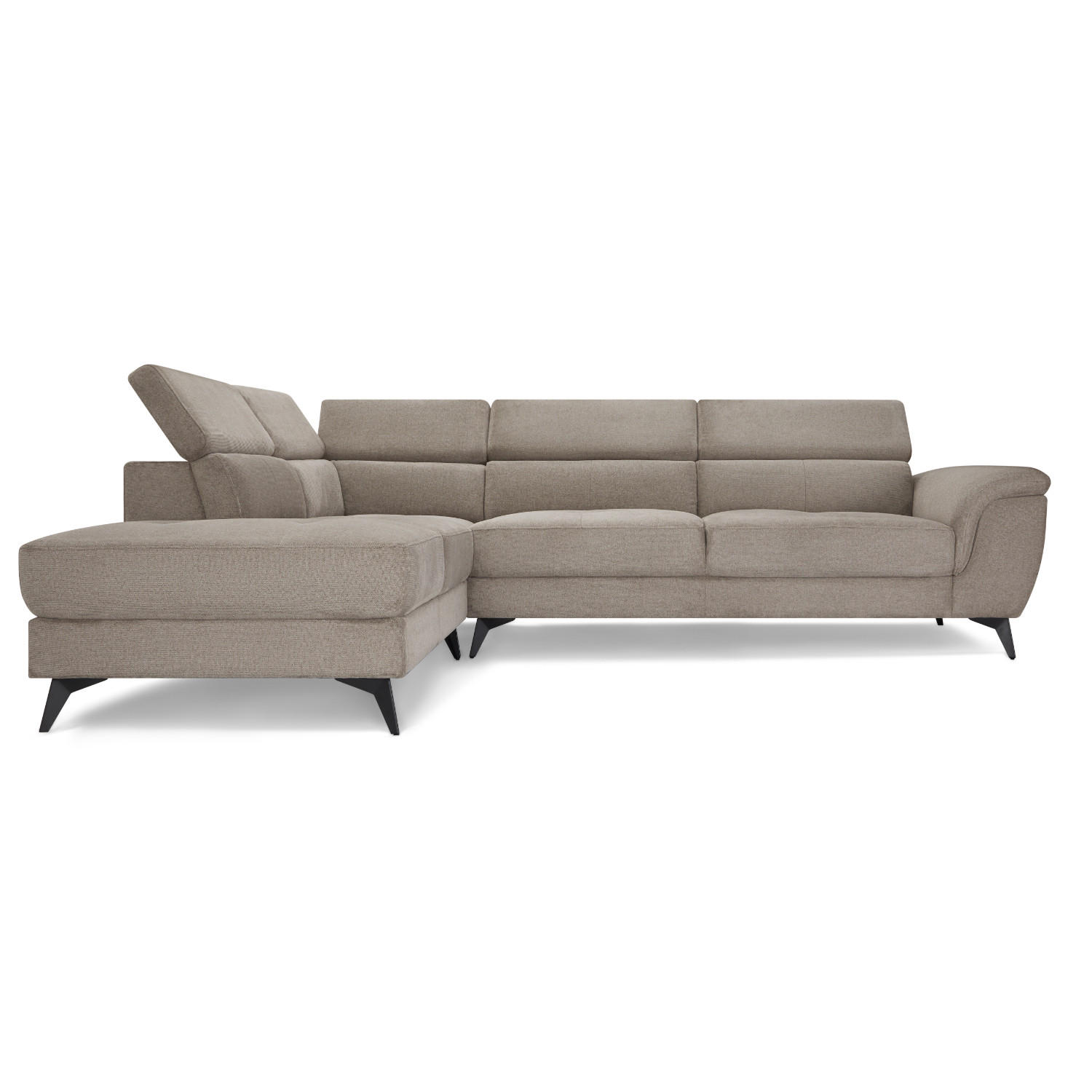 ECKSOFA Webstoff Beige - Beige/Schwarz, Textil/Metall (290/95cm) - Furnhouse