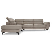 ECKSOFA Webstoff Beige - Beige/Schwarz, Textil/Metall (290/95cm) - Furnhouse