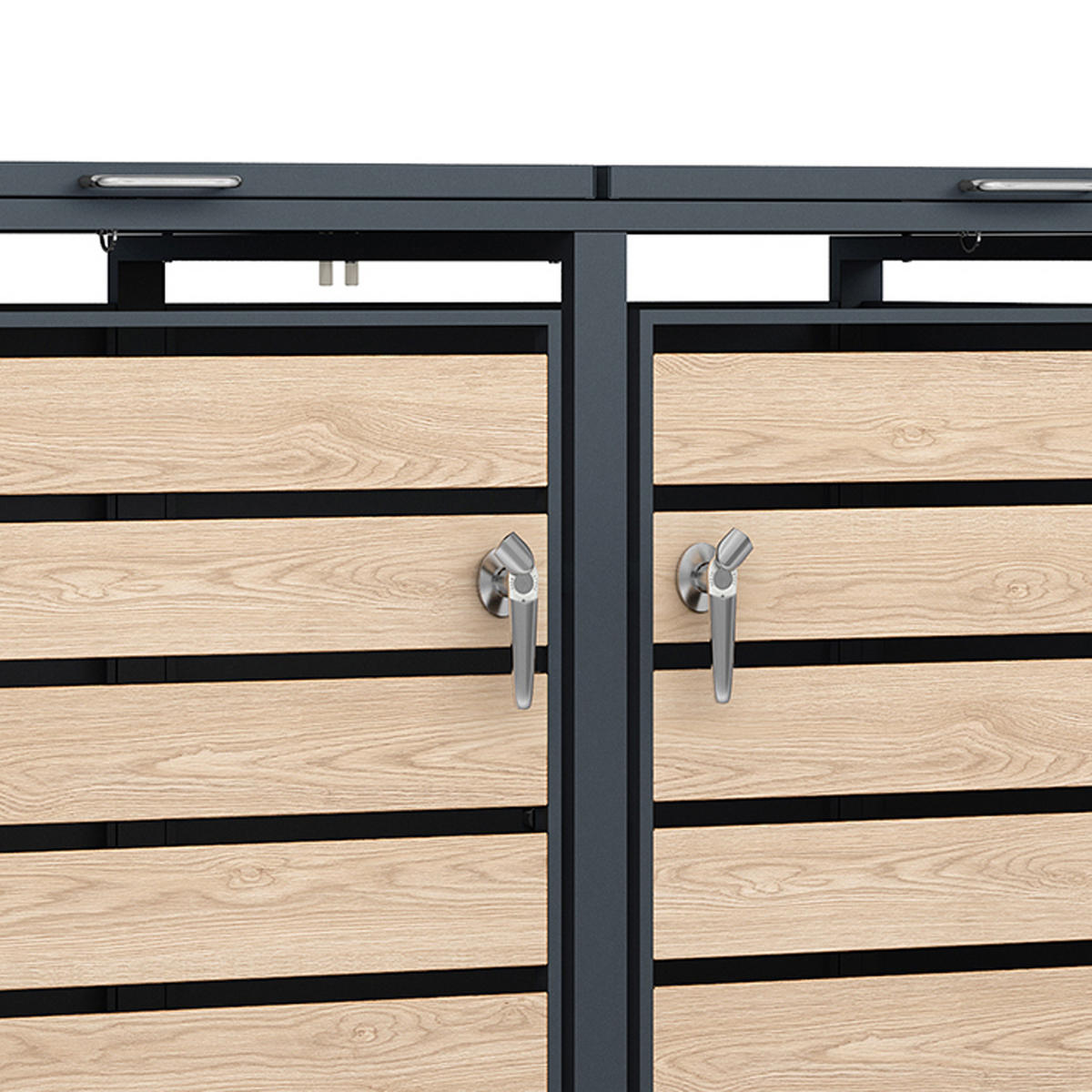 MÜLLTONNENVERKLEIDUNG Liverpool - Mülltonnenbox für 2 - in Holzoptik - , Stahl pulverbeschichtet verzinkt, anthrazit - Grau, Metall (132/116/80cm) - TPFGarden