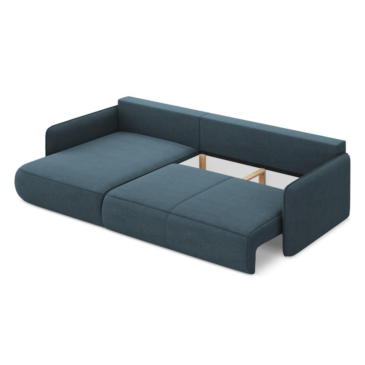 ECKSOFA mit Schlaffunktion Strukturstoff Stoff Blau - Blau/Blaugrau, Kunststoff/Textil (148/240cm) - LaMiaSofa