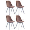 STUHL 4er Set Samt braun - Weiß/Braun, Holz/Textil (48/84/55cm) - CLP