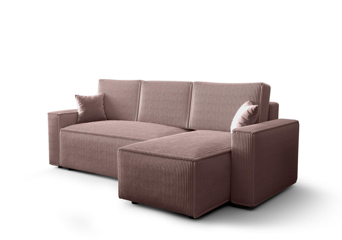 ECKSOFA L AMBRO Poso 27 Rechts mit Schlaffunktion - Rosa, Textil (232/143cm) - Bedante