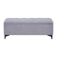 SITZBANK - 120 cm x 45 cm - Stoff - Grau - SABILO - Grau, Textil (120/44/45cm) - Vente-Unique