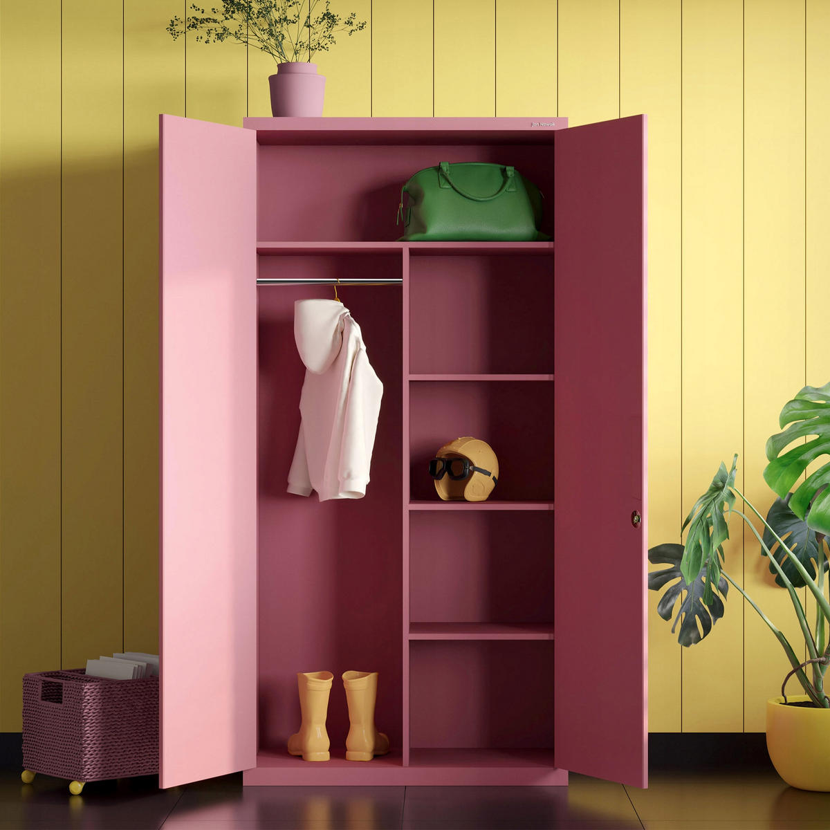 MEHRZWECKSCHRANK DAWID - Rosa, Metall (90/185/45cm) - Jan Nowak