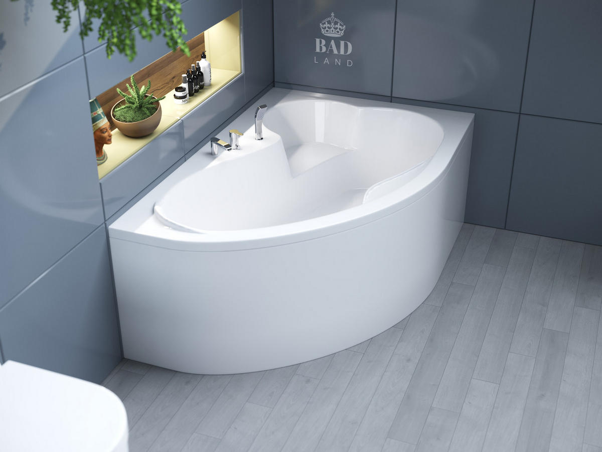 BADEWANNE Eckwanne MEGA 160/105 Rechts Ablauf & Füße - Weiß, Kunststoff (105/60/160cm) - bad land