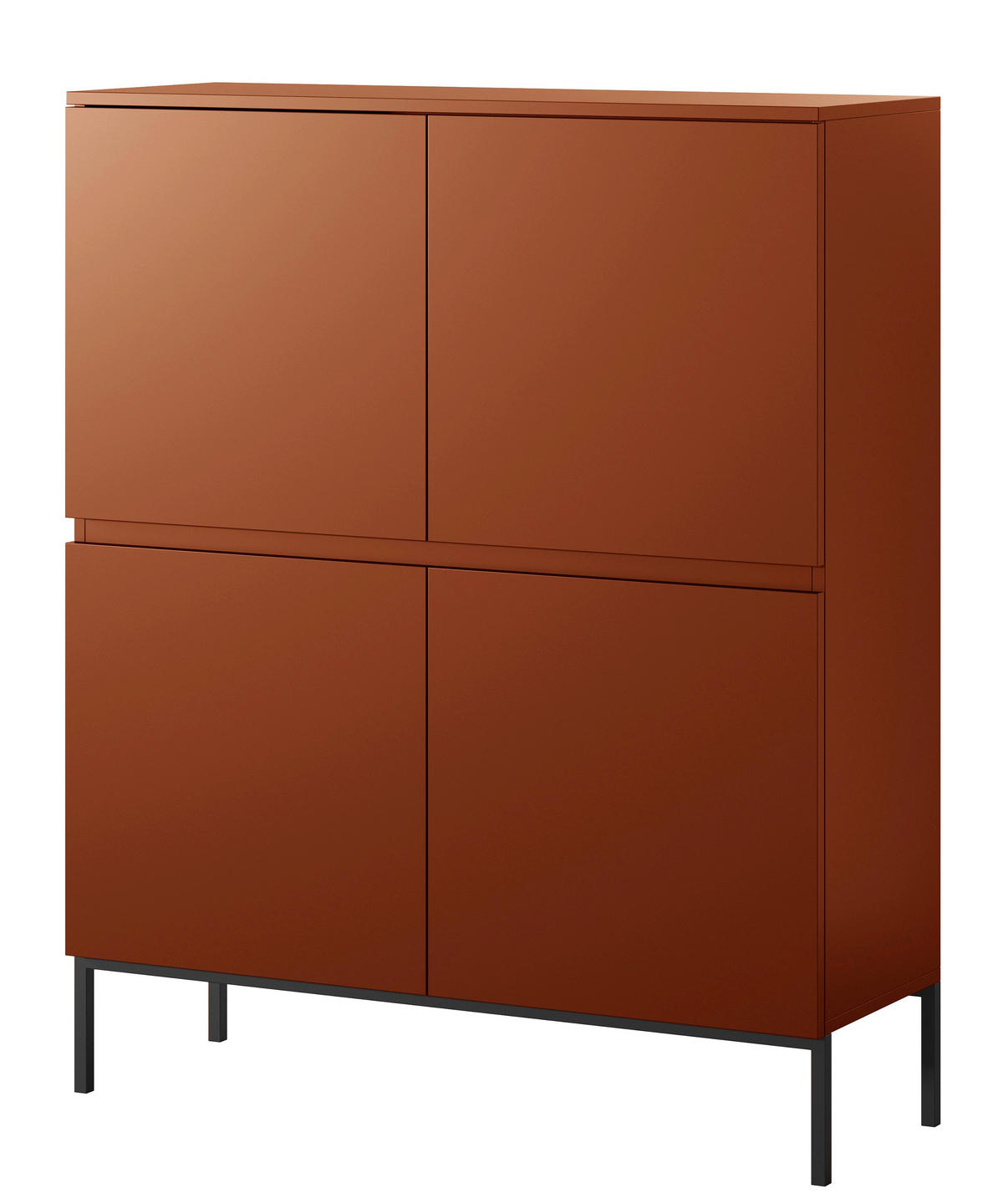 HIGHBOARD Bemmi Ziegelrot mit Metallbeinen 100 cm - Dunkelorange/Schwarz, Holzwerkstoff/Metall (100/122/35cm) - Selsey