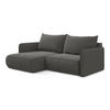 ECKSOFA mit Schlaffunktion Samt Stoff Grau - Dunkelgrau/Schwarz, Kunststoff/Textil (148/207cm) - Makamii