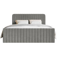 BOXBETT Saliano mit Topper und Samtbezug Grau, 180x200 cm - Grau, Kunststoff/Textil (180/200cm) - Selsey