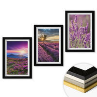 WANDBILDER 3er-Set - 20x30 cm Schwarzer Rahmen - Sonnenuntergang auf Lavendelfeldern - Schwarz, Kunststoff (20/30cm) - ArtPrintCave