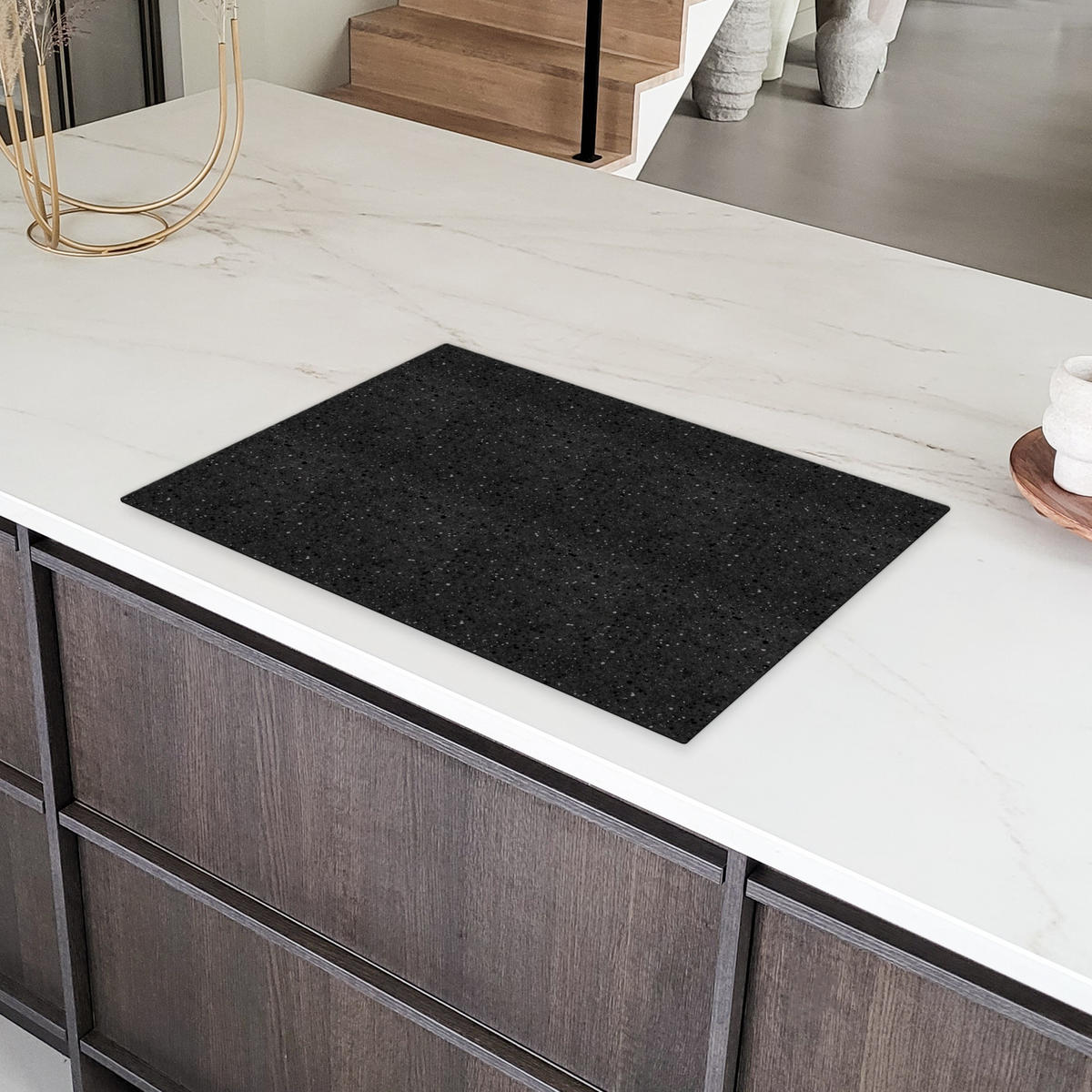 HERDABDECKPLATTE Granit - Schwarz - Grau Induktionsmatte 77x51 cm - Anthrazit, Kunststoff (77/51/0.2cm) - MuchoWow