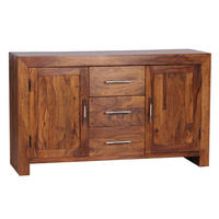 SIDEBOARD – Massivholz, 3 Schubladen, 2 Türen, Landhausstil - Braun, Holz (118/70/40cm) - KADIMA DESIGN