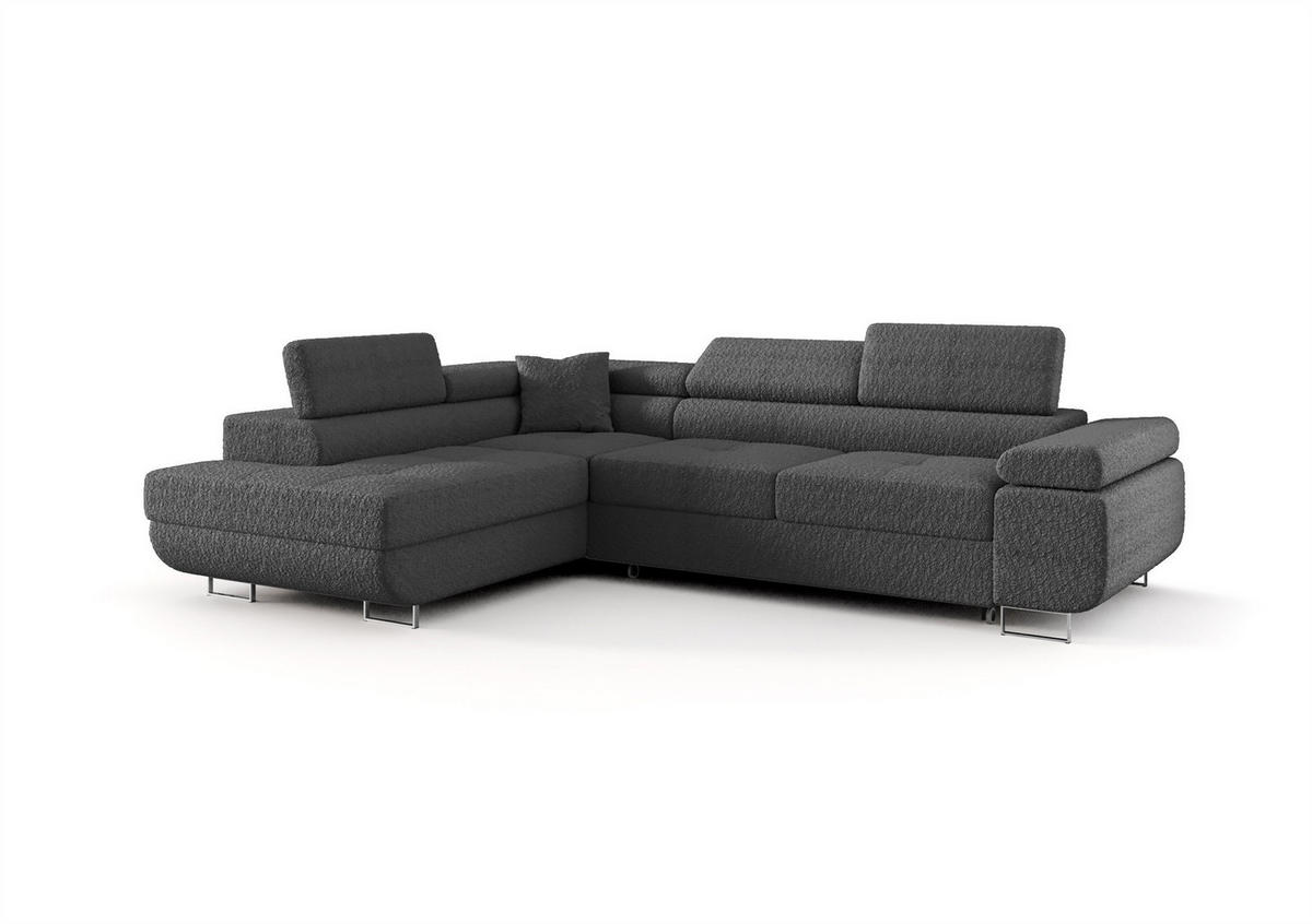 ECKSOFA Monaro Mit Schlaffunktion - Dunkelgrau, Holzwerkstoff/Textil (275/202cm) - Fun Möbel