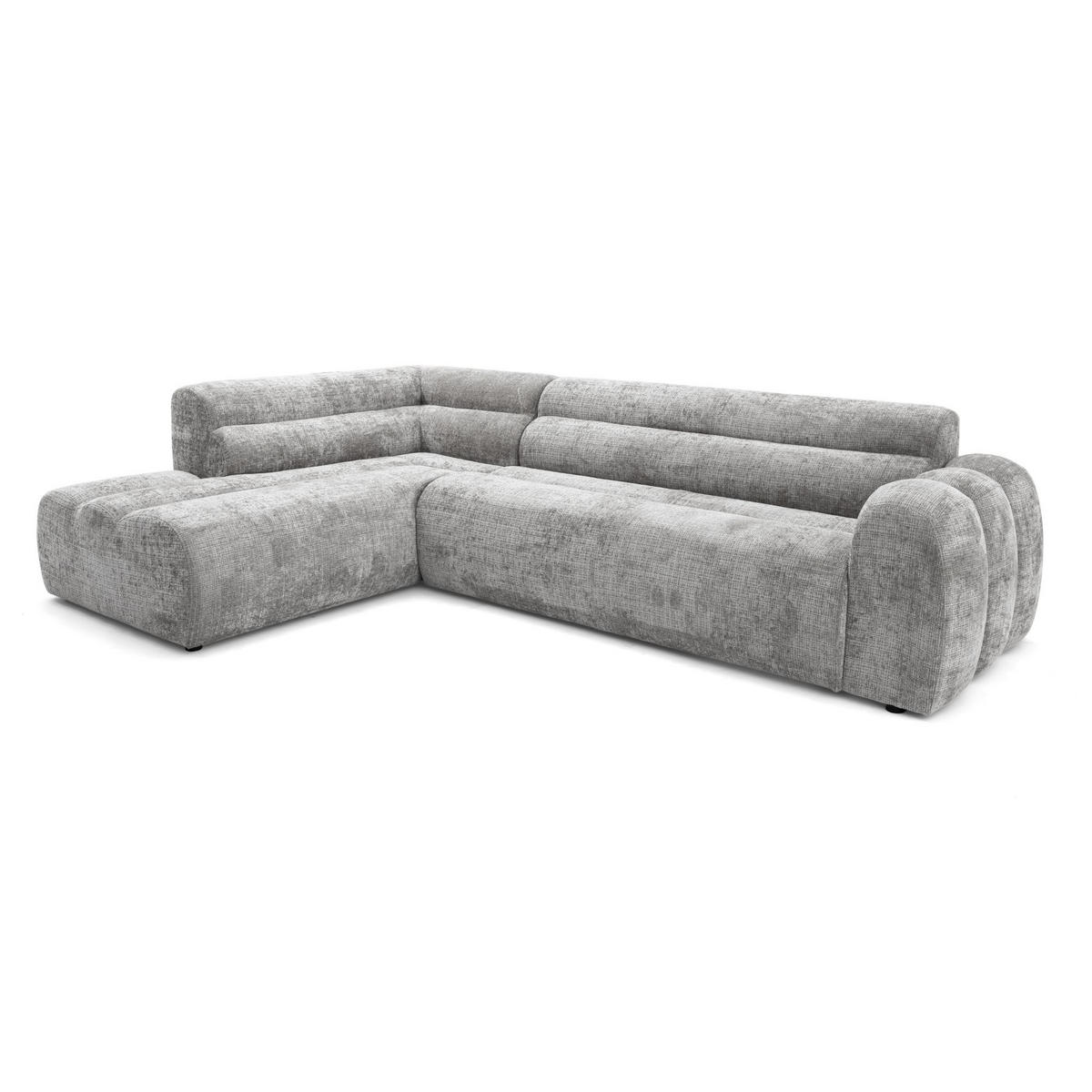 4-SITZER modulares Ecksofa VEER L Links, 283 x 190 cm, Chenille Webstoff Grau - Schwarz/Grau, Holz/Kunststoff (283/190cm) - Muffo