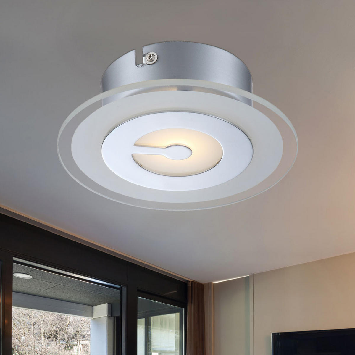 LED DECKENLEUCHTE Metall Chrom - Silberfarben, Glas (16/16/5.2cm) - Globo Lighting