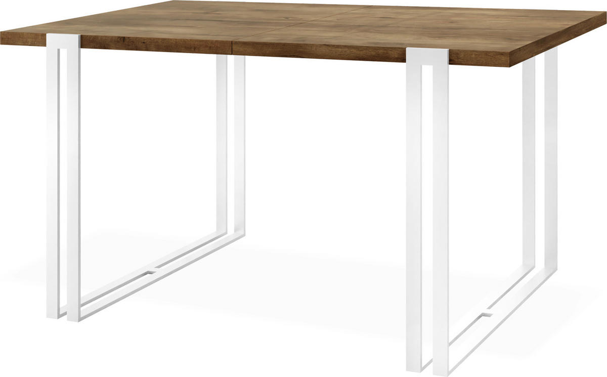 ESSTISCH Lilo rechteckig ausziehbar, Lefkas Eiche 160-260/90/76 cm - Alteiche/Weiß, Holzwerkstoff/Metall (160/90/76cm) - WFL GROUP