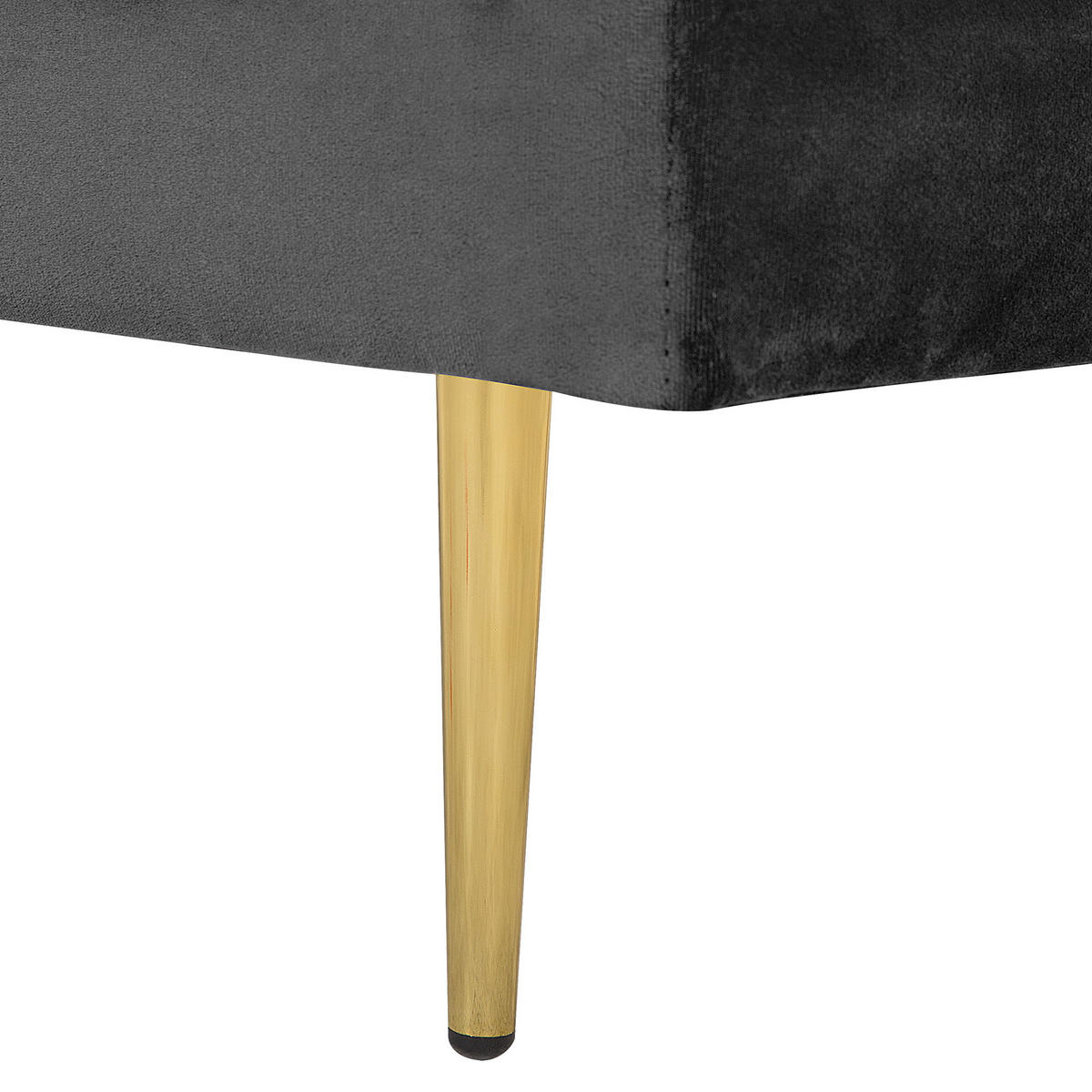 CHAISELONGUE Samtstoff schwarz linksseitig Miramas - Goldfarben/Schwarz, Textil (171/63/79cm) - Beliani