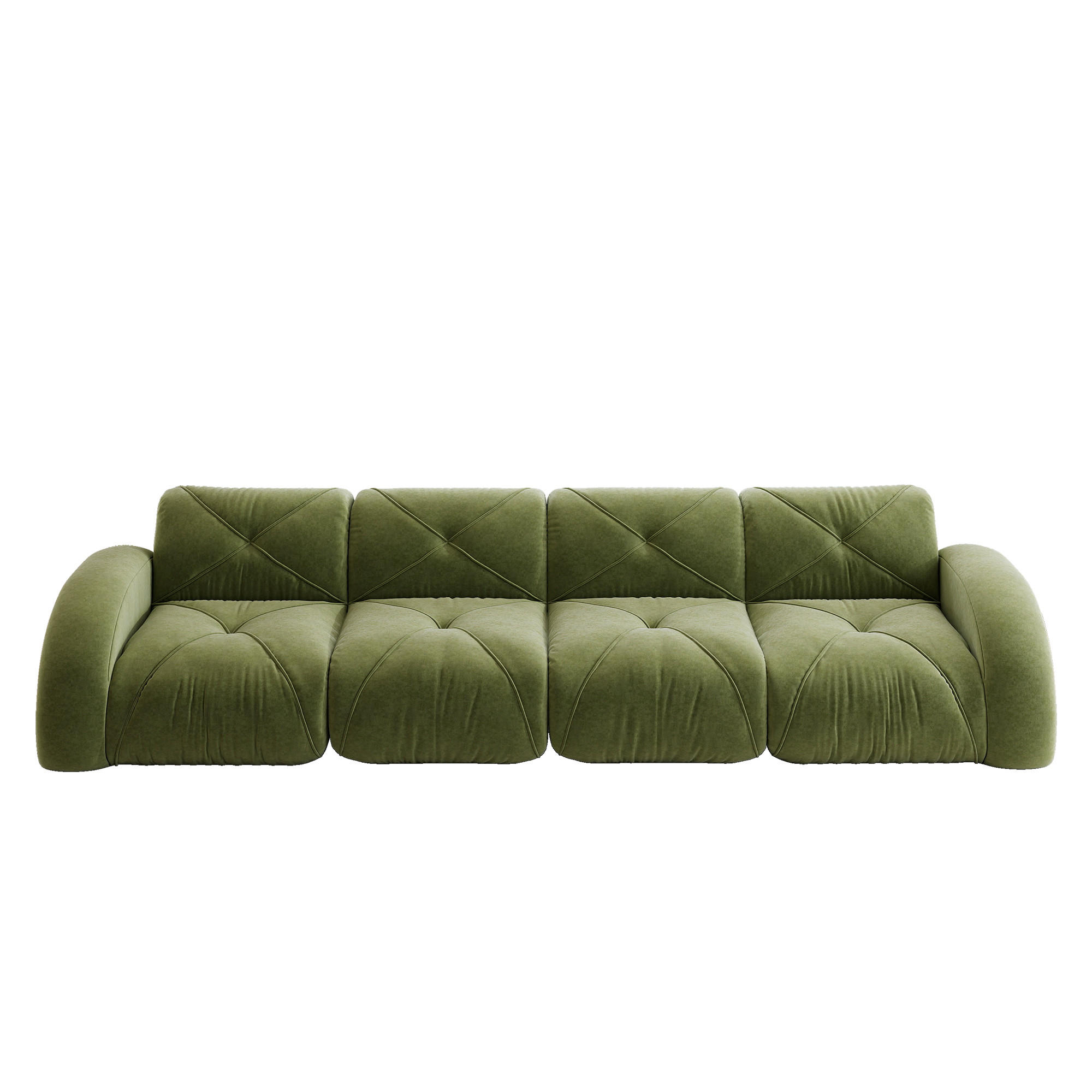 4-SITZER SOFA Chenille Grün - Grün, Textil (358/76/95cm) - WISHDOR