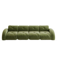 4-SITZER SOFA Chenille Grün - Grün, Textil (358/76/95cm) - WISHDOR