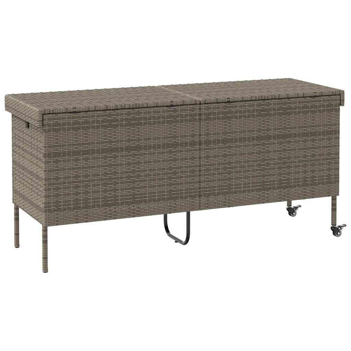 GARTENTRUHE Mit Rollen Grau 160/55/75 Cm Poly Rattan - Grau, Kunststoff (160/75/55cm) - vidaXL