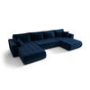ECKSOFA mit schlaffunktion und bettkasten MILO U, stoff MONOLITH, Dunkelblau - Dunkelblau, Holz (384/190cm) - Kaiser Möbel