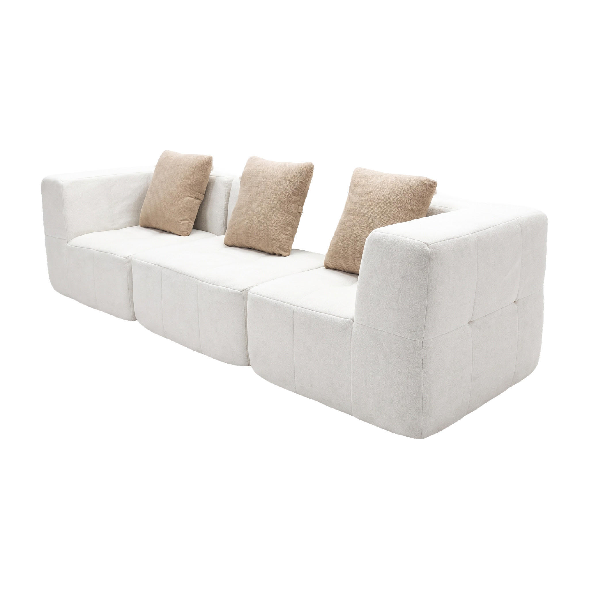 WOHNZIMMERSOFA Eden Simple 3-Sitzer - Weiß Sand - Beige, Textil (92/71/92cm) - COCO Living