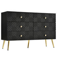 SIDEBOARD mit 6 Schubladen und geometrischem Muster Schwarz - Schwarz, Holzwerkstoff (40/80/120cm) - Urban Meuble
