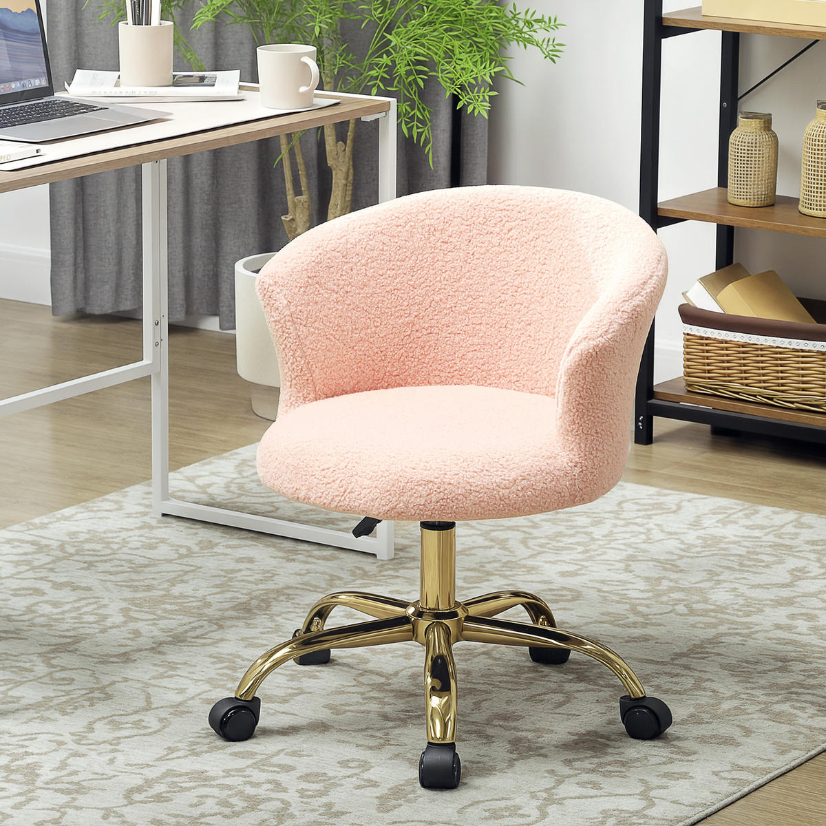 DREHSTUHL DE-11767 höhenverstellbar 360° drehbar Rosa - Pink, Textil (56/76/58cm) - ComfortXL
