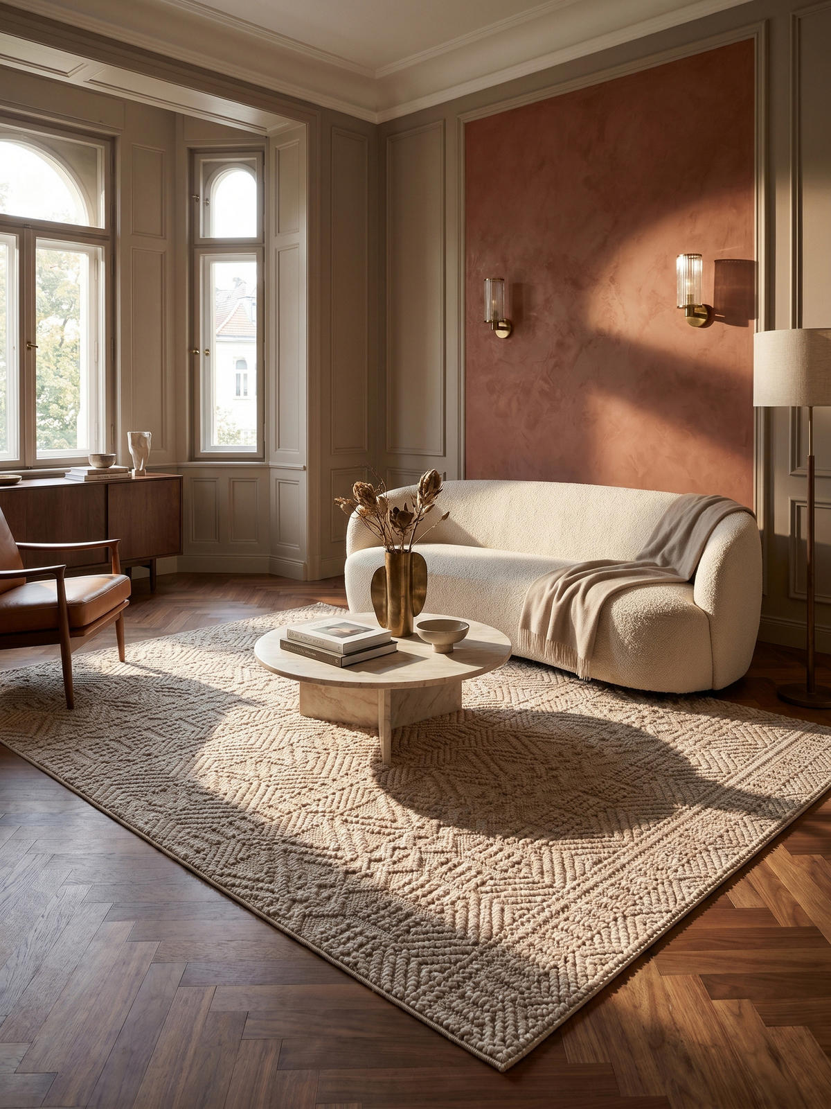 TEPPICH Flachgewebe LANGAU in Beige, mit Ethno-Streifen, 200 x 290 cm - Beige, Textil (200/290cm) - KADIMA DESIGN