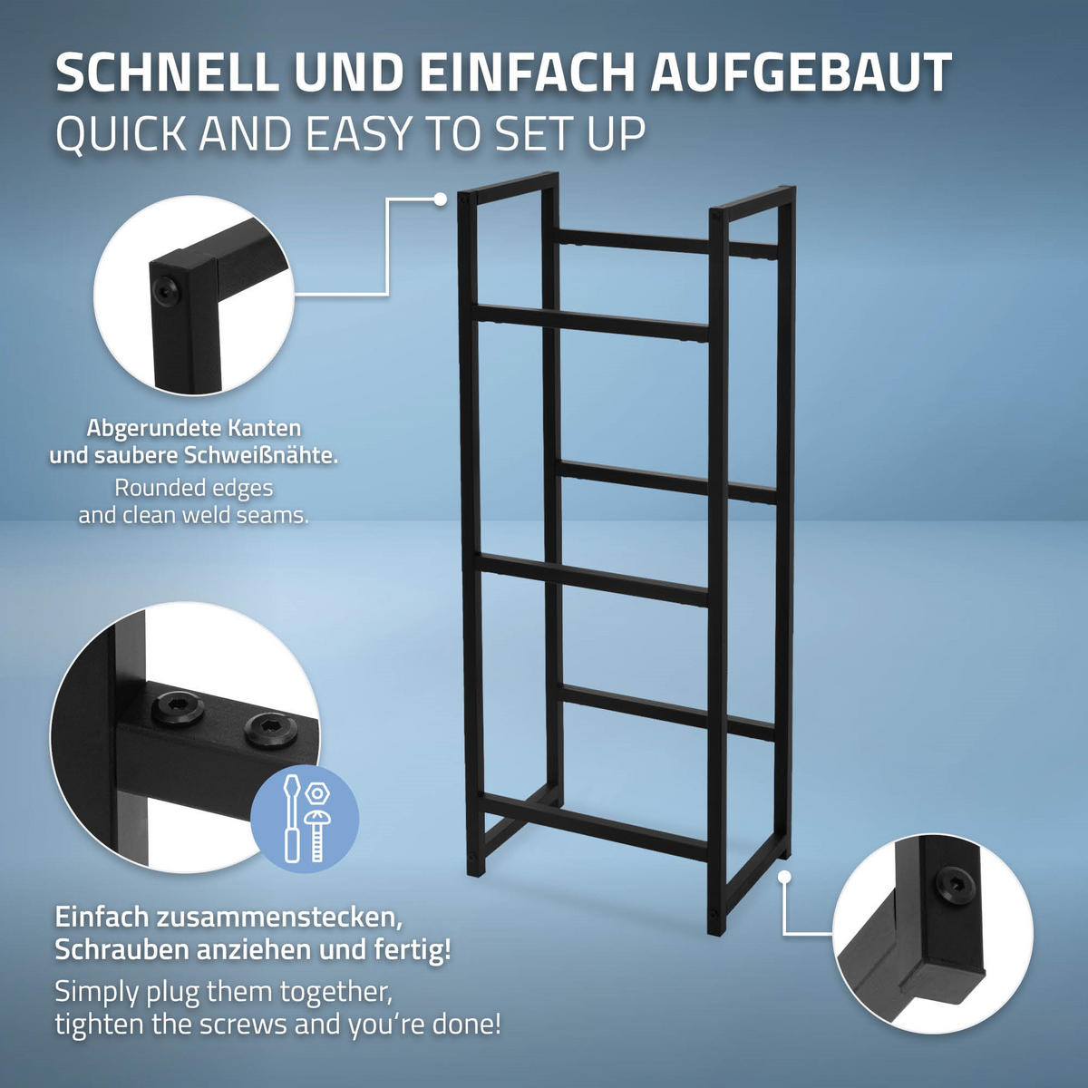 GETRÄNKEKISTENREGAL - Schwarz, Metall (31/116.5/47cm) - ML-DESIGN