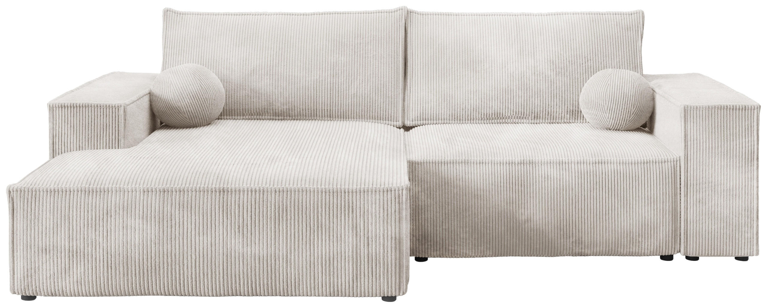 ECKSOFA Pablo Mini mit Schlaffunktion Weiß Cord - Weiß, Textil (255/148cm) - Bromarkt