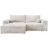 ECKSOFA Pablo Mini mit Schlaffunktion Weiß Cord - Weiß, Textil (255/148cm) - Bromarkt