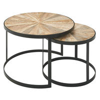 COUCHTISCH 2er Set Massivholz Metall Platzsparend Handgefertigt ESINO, Braun 60x60x40 cm - Schwarz/Braun, Holz/Metall (60/60/40cm) - KADIMA DESIGN