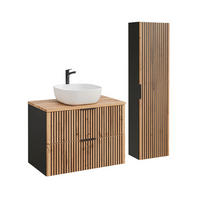 KOUPELNOVÝ NÁBYTEK 80.6cm Gaia 2er-Set Dubové dřevo a černá barva - černá, kompozitní dřevo (80.6/59/46cm) - Petits-meubles