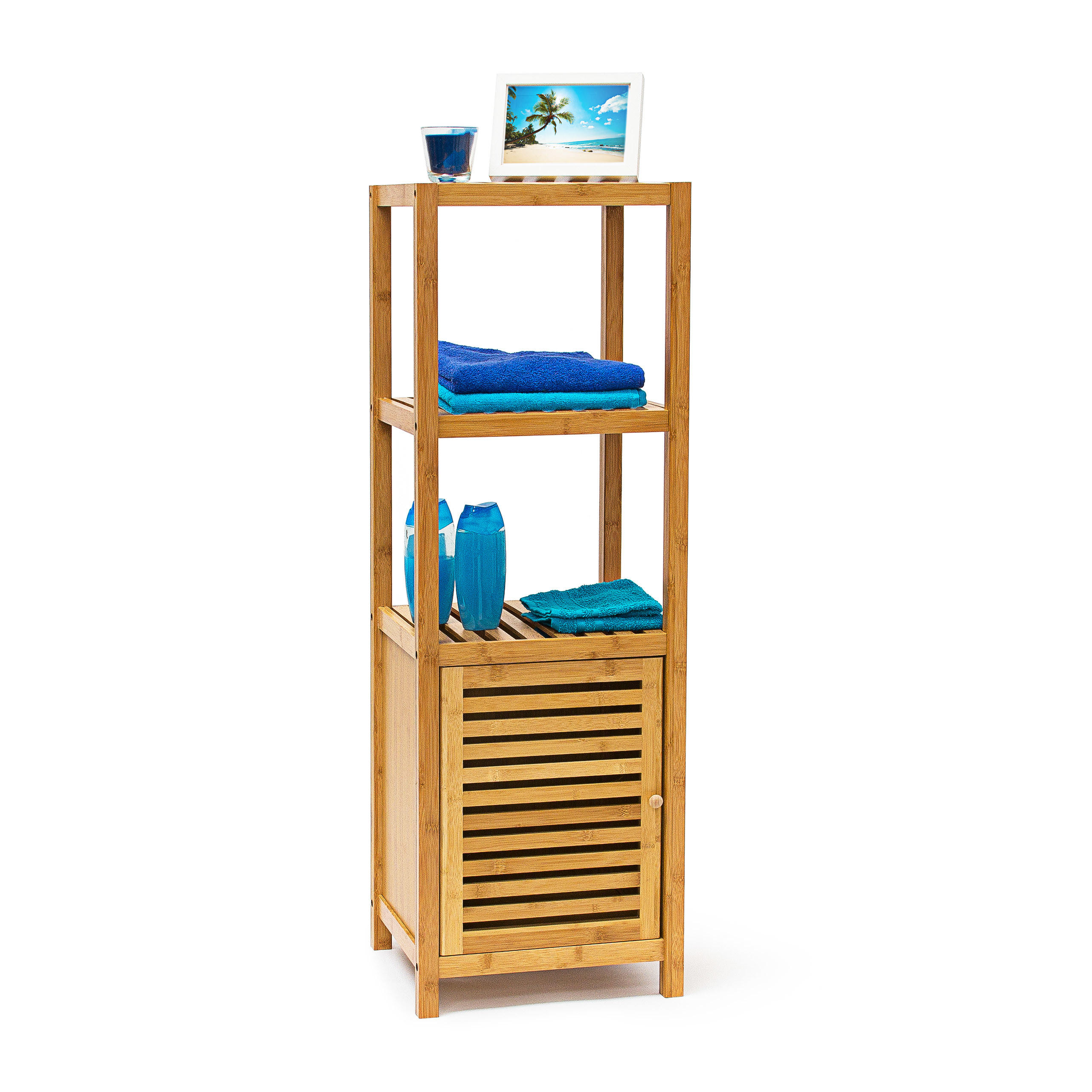 BADREGAL - Hellbraun, Holz (36.5/110/33cm) - Relaxdays