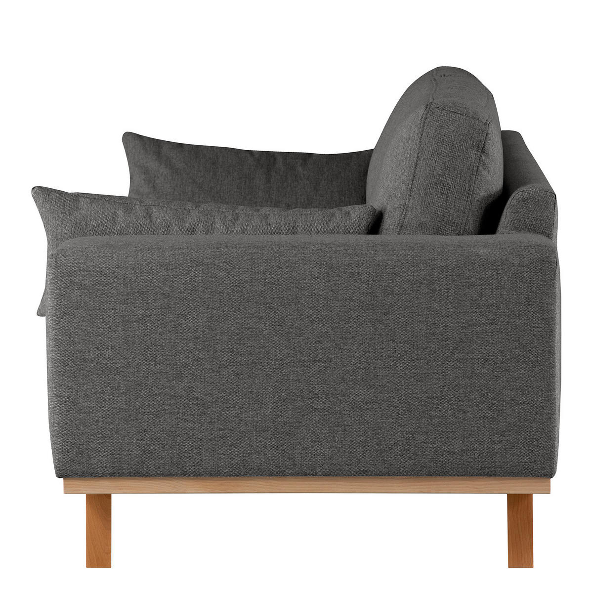 3-SITZER SOFA - Dunkelgrau/Buchefarben, Textil (237/81/88cm) - home24