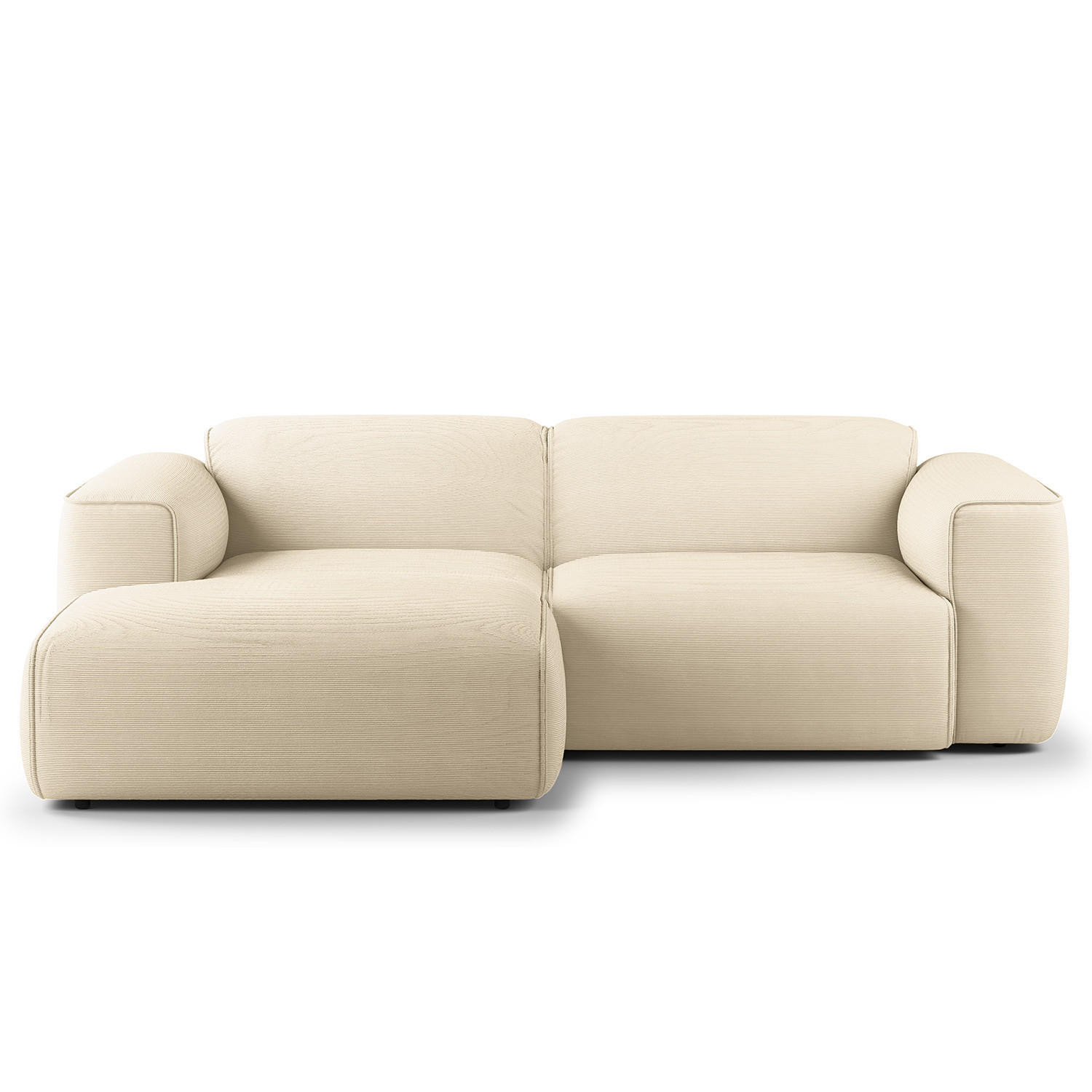 ECKSOFA mit XL-Longchair - Beige/Schwarz, Kunststoff/Textil (260/171cm) - home24