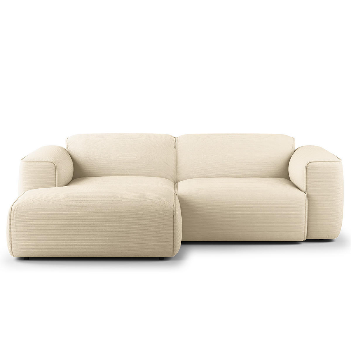 ECKSOFA mit XL-Longchair - Beige/Schwarz, Kunststoff/Textil (260/171cm) - home24