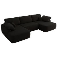 WOHNLANDSCHAFT CUBO U Schwarz Boucle - Schwarz, Kunststoff/Textil (370/100/187cm) - MKS