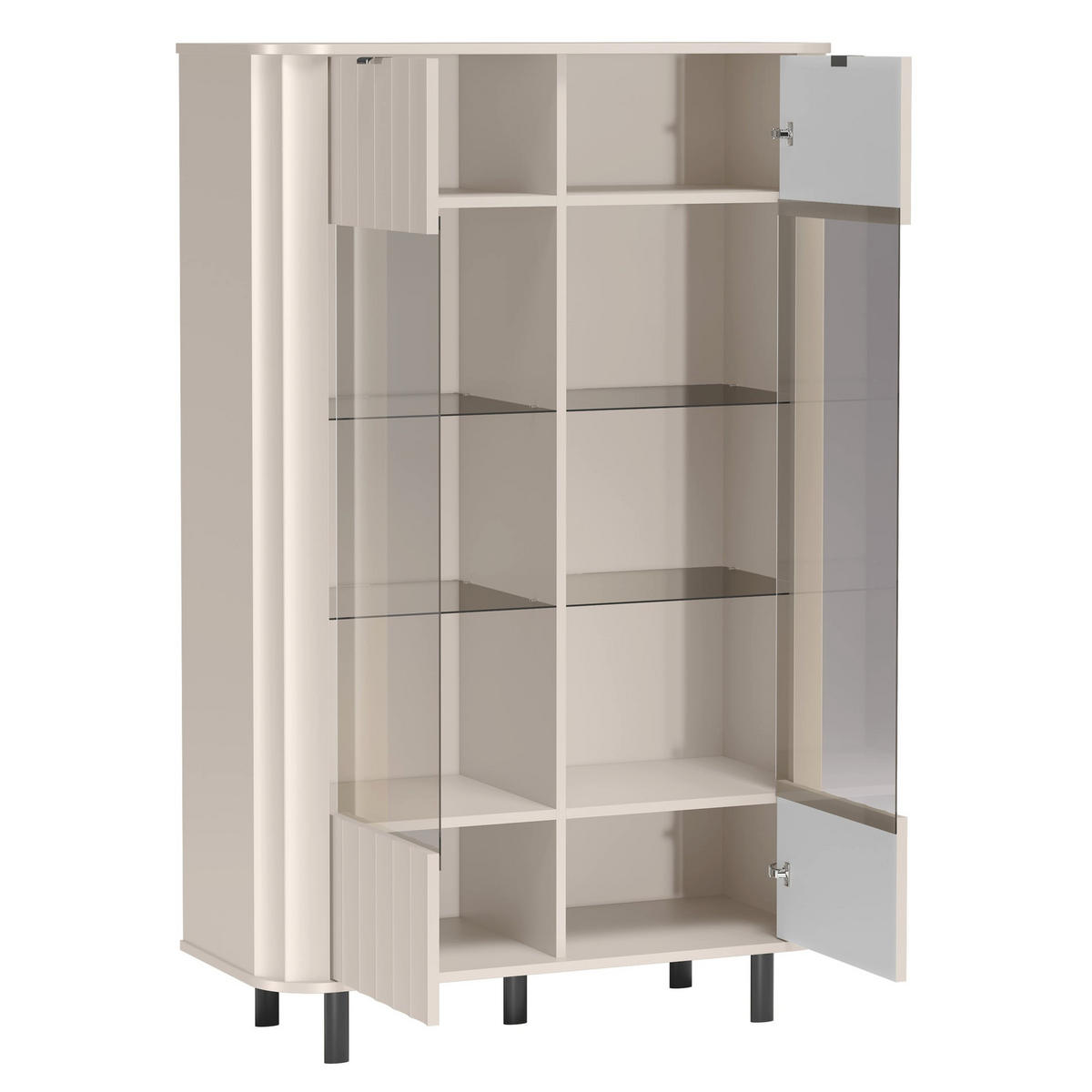 VITRINE Novado Kaschmirgrau 65 cm - Taupe/Schwarz, Holzwerkstoff/Metall (65.3/200/40.5cm) - Selsey