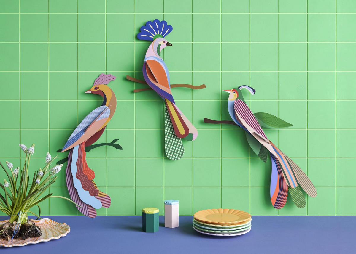 WANDDEKO Tropenvogel Maya 5.7/47.3 cm - Multicolor, Wellpappe (5.7/47.3/28cm) - KUNSTLOFT