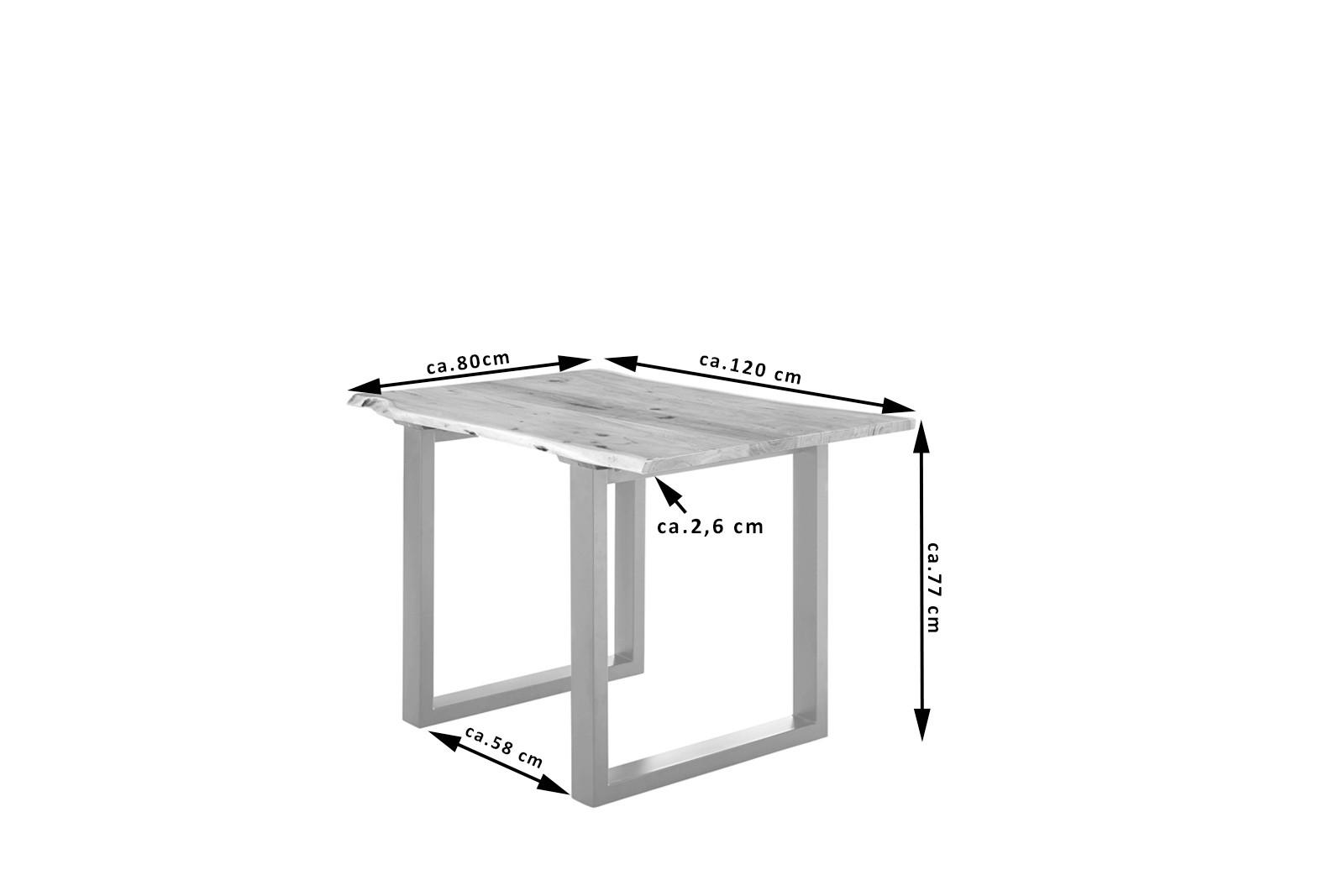 ESSTISCH LUBIN - Beige/Silberfarben, Holz/Metall (80/120/77cm) - SAM
