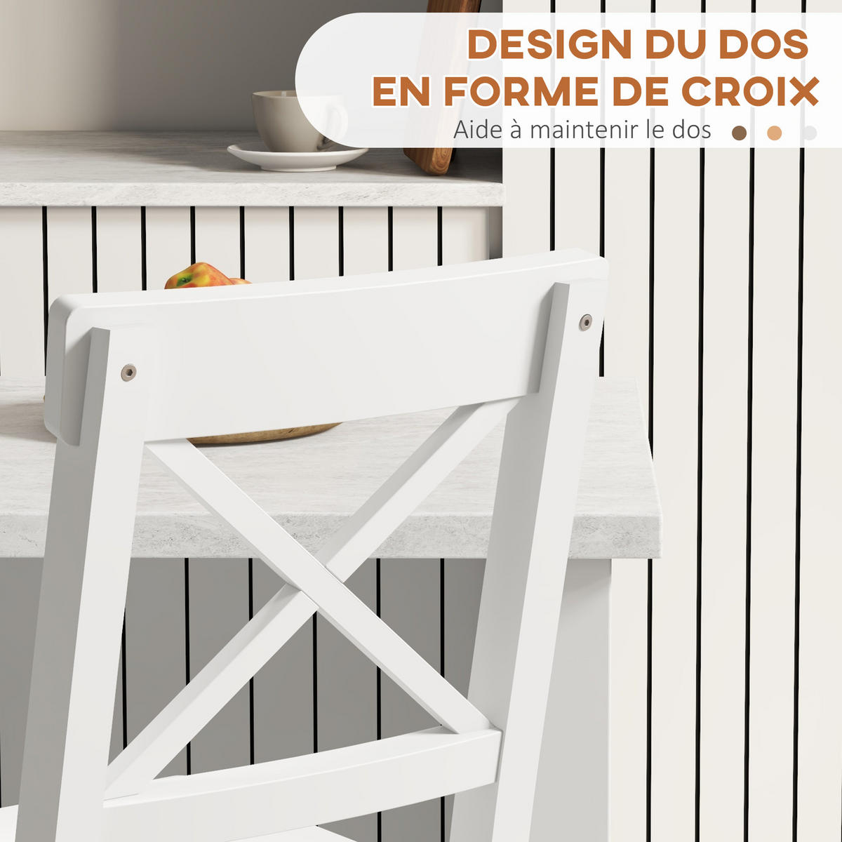 BARHOCKER 2er-Set DE-14738 Landhausstil mit Fußstütze Weiß - Weiß, Holzwerkstoff (46/97.5/41cm) - ComfortXL