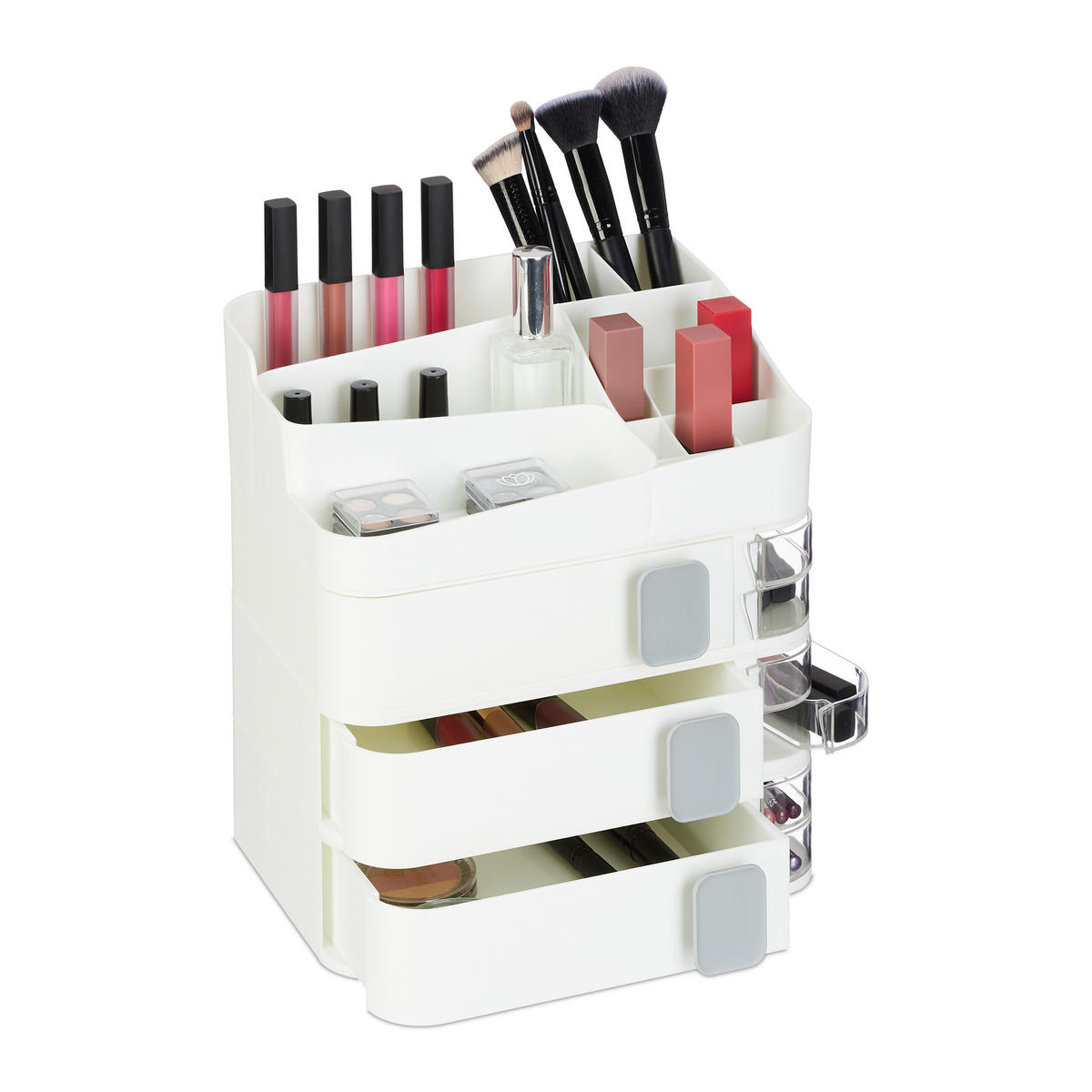 MAKE-UP-ORGANIZER - Weiß, Kunststoff (26/27.5/21cm) - Relaxdays