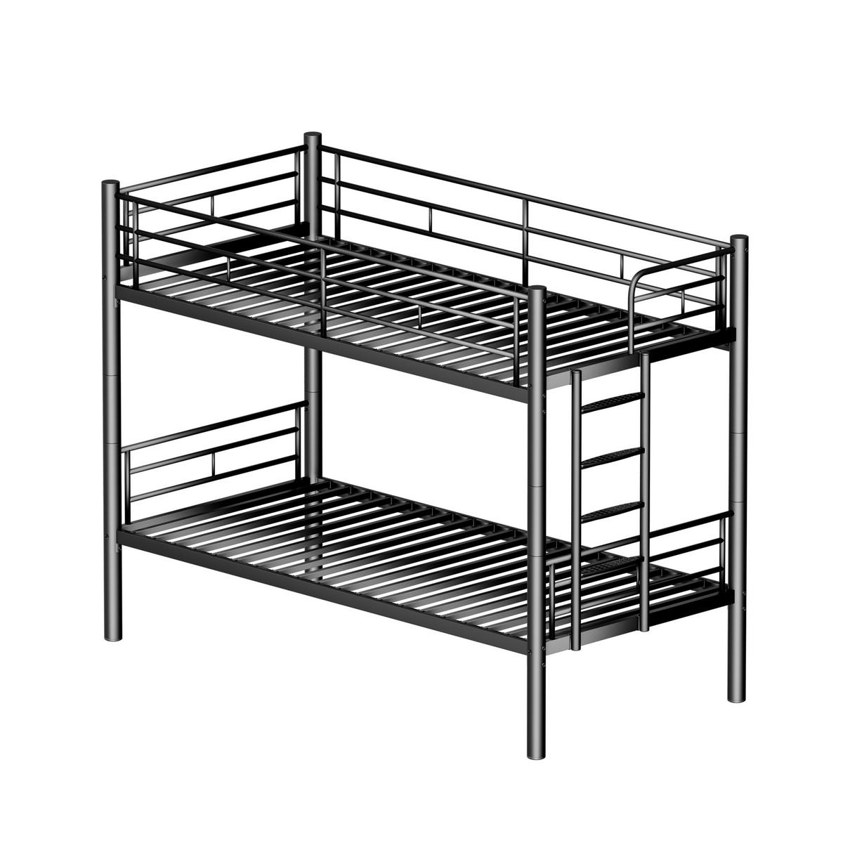 ETAGENBETT 90x200 cm trennbar schwarz - Schwarz, Metall (90/200cm) - LEBENLANG