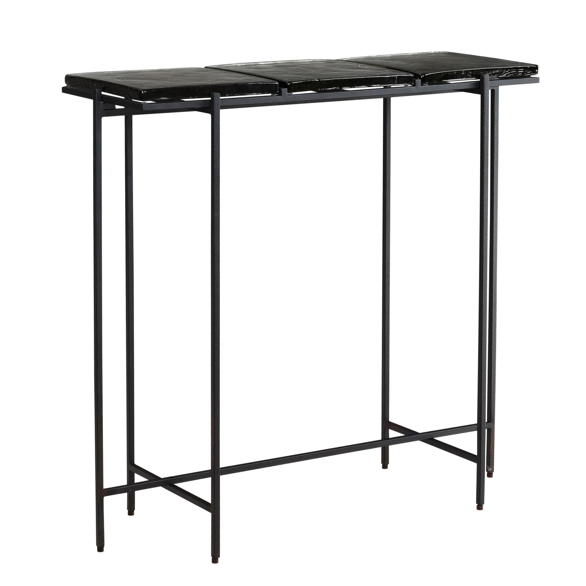 KONSOLENTISCH – Schwarz/Glas, 90x29x85 cm, Metallgestell, mit abnehmbaren Tischplatten - Schwarz, Glas/Metall (29/90/85cm) - KADIMA DESIGN