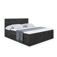 BOXBETT mit Matratze H3 und Lattenrost - EDITA - 200x200 cm Schwarz - Schwarz, Holzwerkstoff (200/200cm) - ALTDECOR