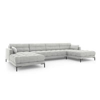 PANORAMASOFA Mamaia aus Samt silber 6 Sitzplätze - Silberfarben, Textil (185/75/383cm) - Micadoni